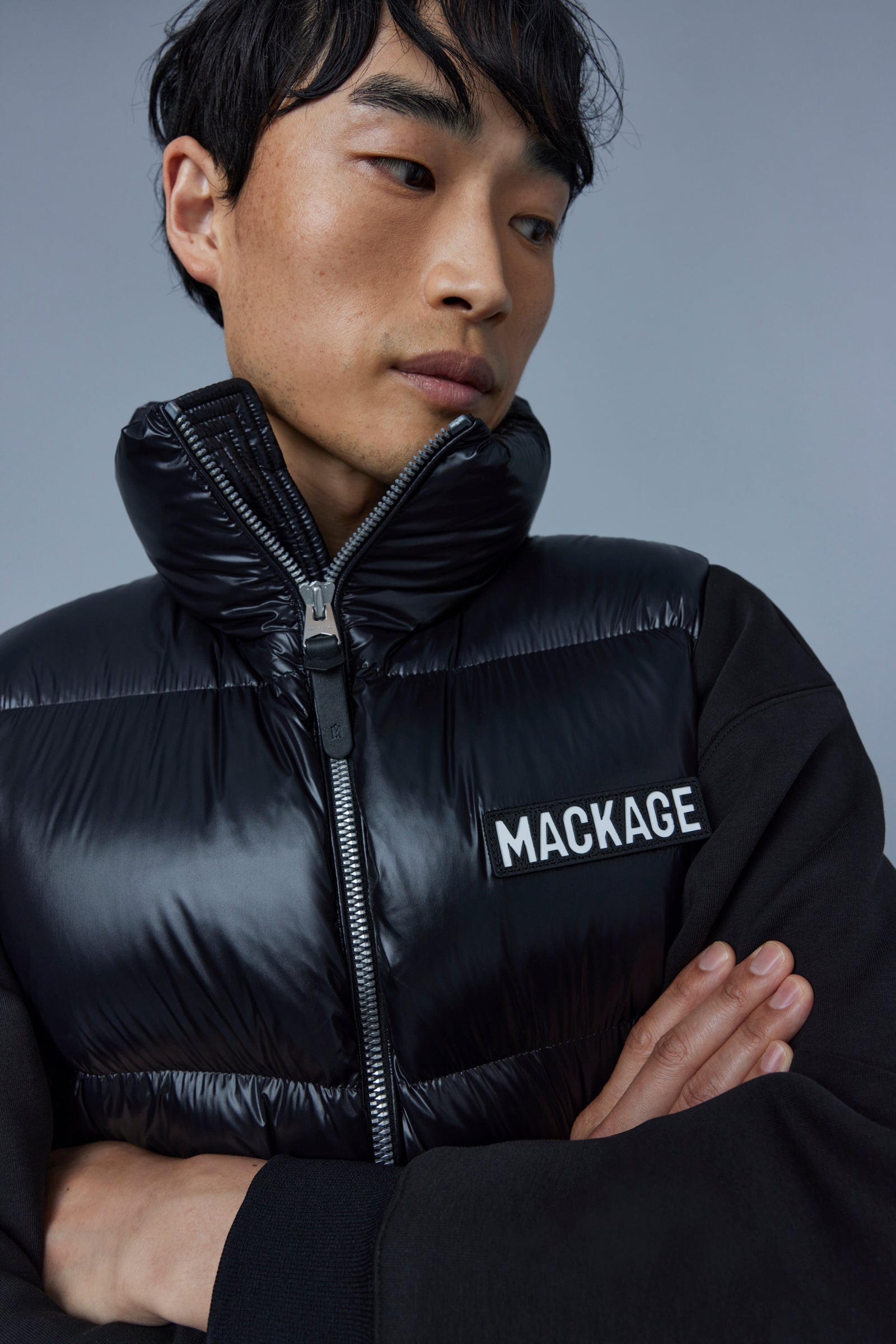 KANE lustrous light down vest with funnel collar - 5