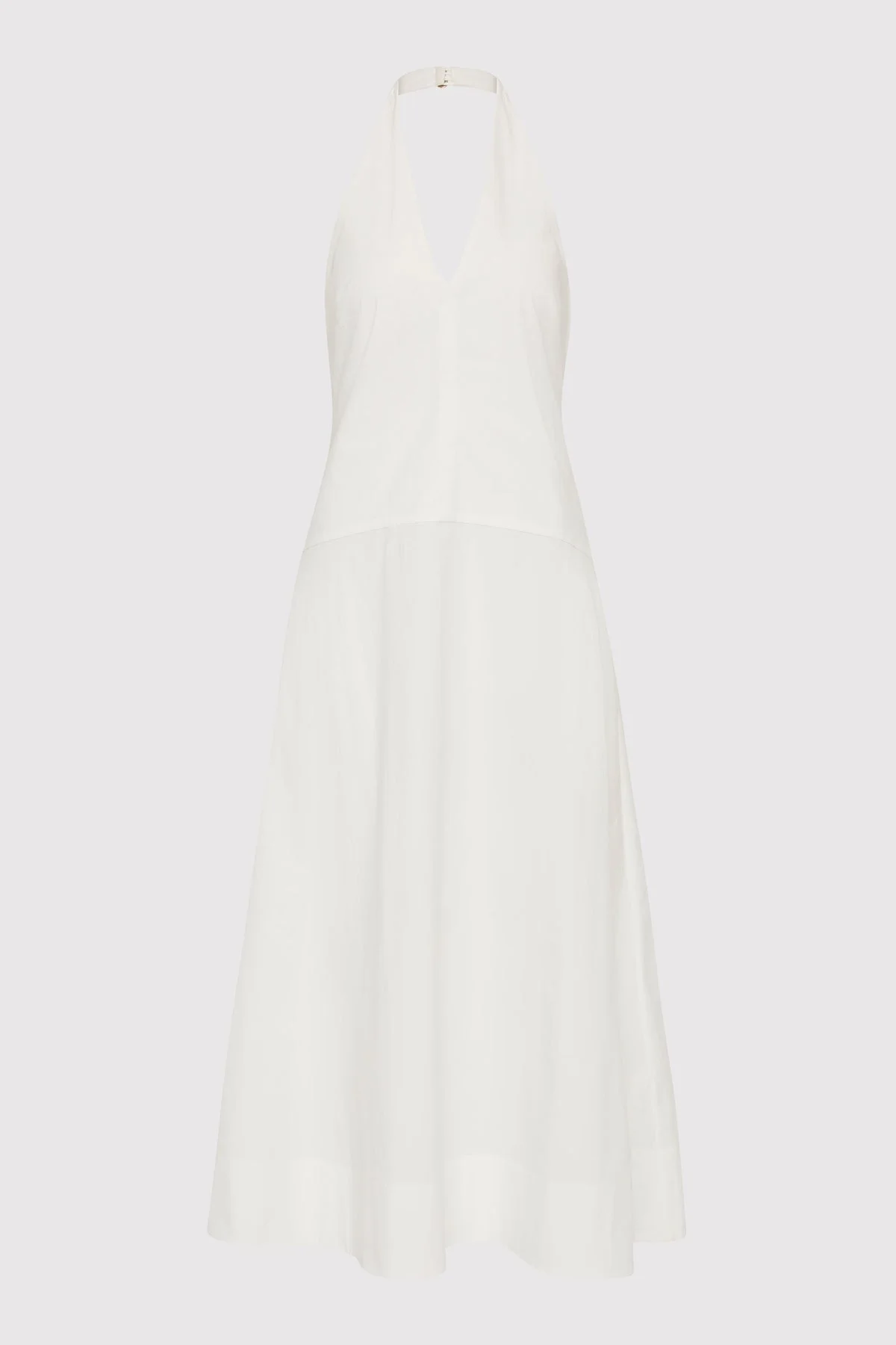 Halter Plunge Dress - White - 1