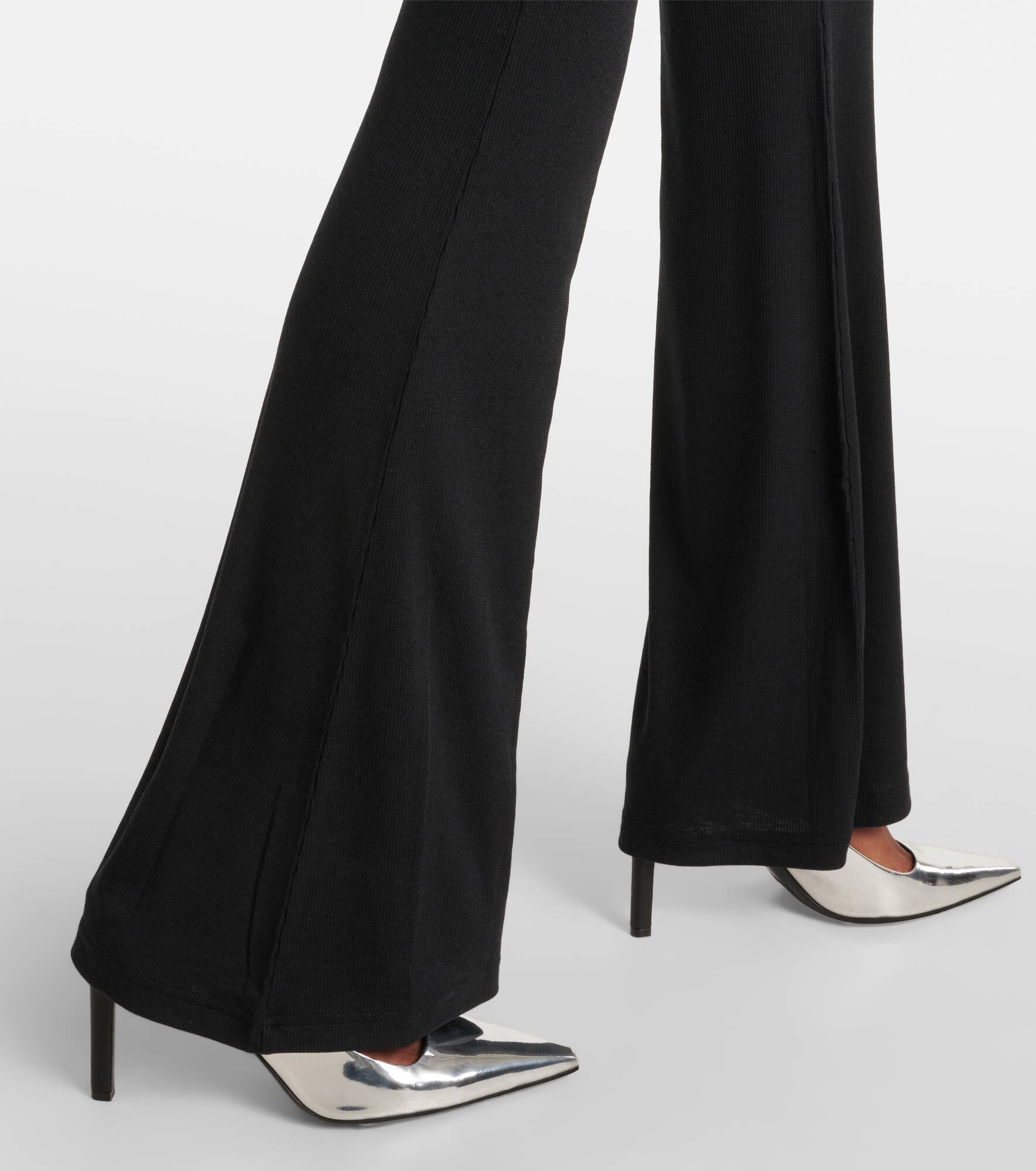 Denim-trimmed high-rise flared pants - 5