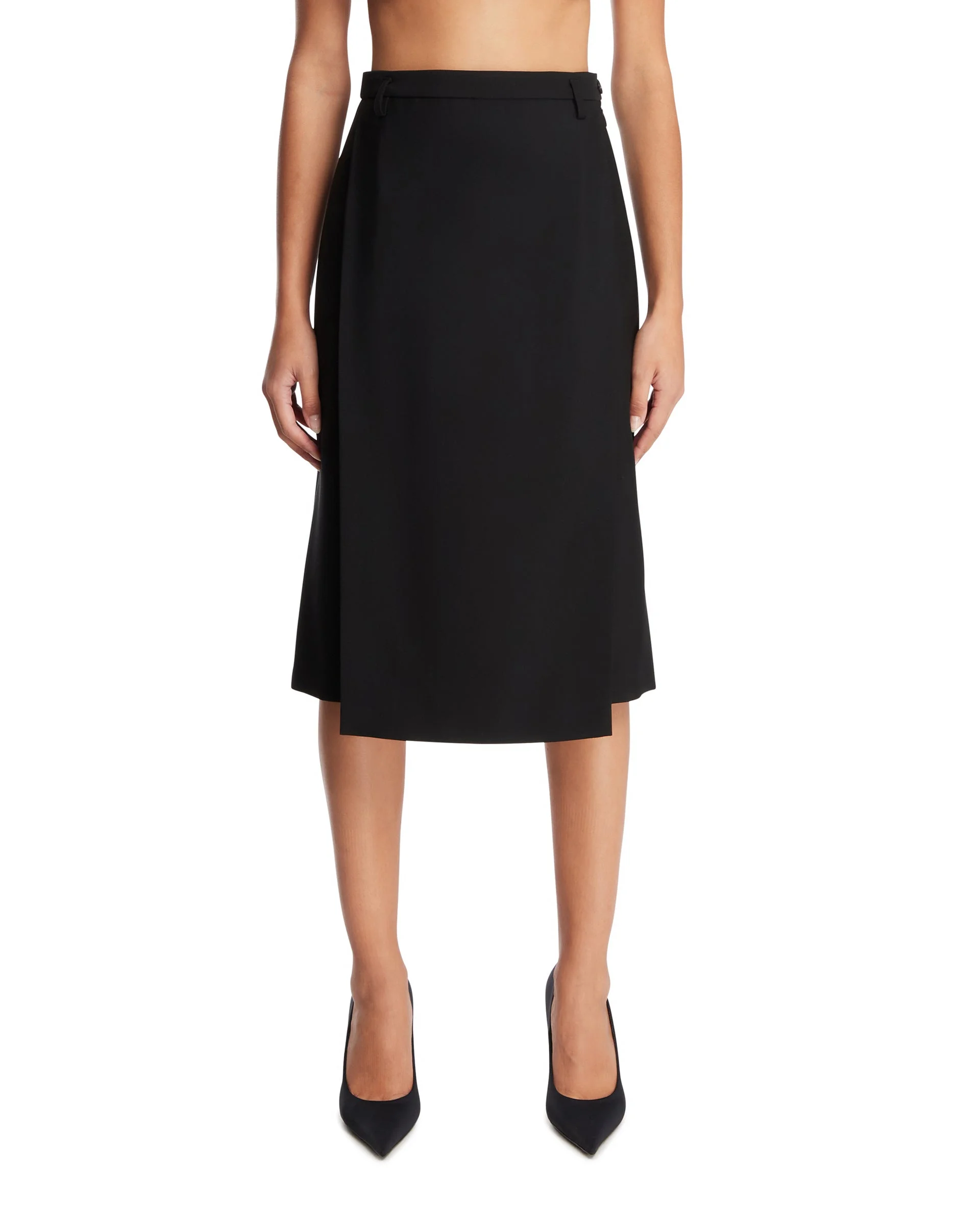 Black Wool Midi Skirt - 1
