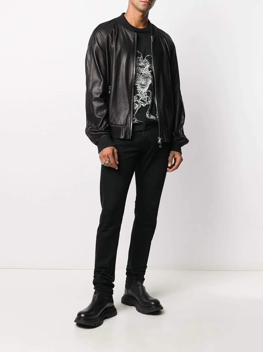 logo-trim bomber jacket - 2