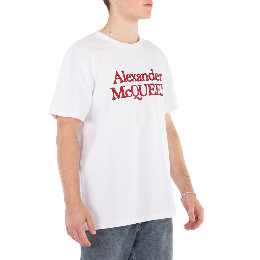 Alexander Mcqueen Men's Optical White Large Logo T-Shirt - 2