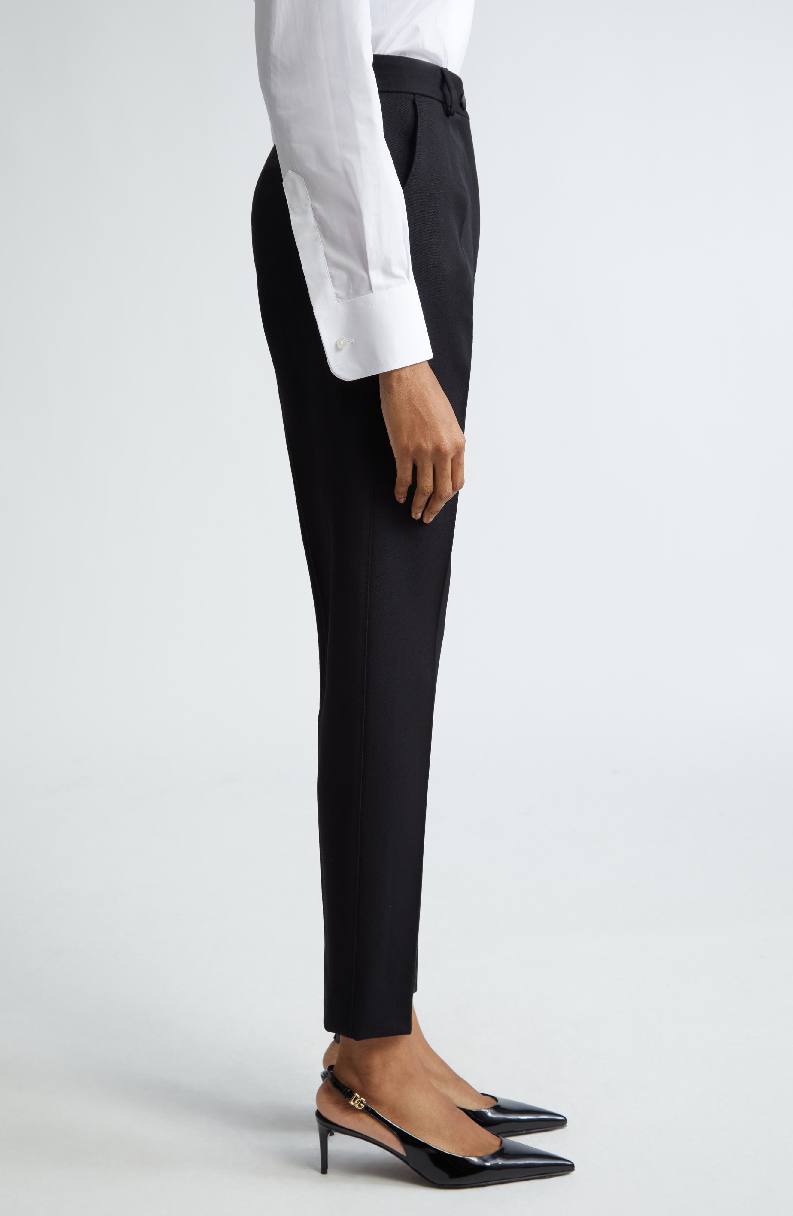 Wool Blend Gabardine Ankle Trousers - 3