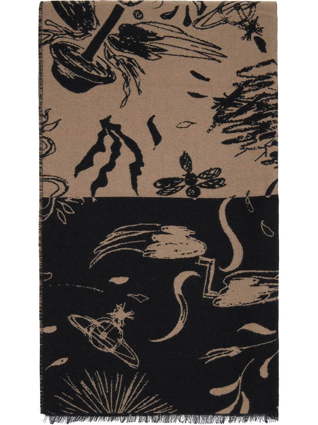 Black & Beige Check Board Stole Scarf - 1