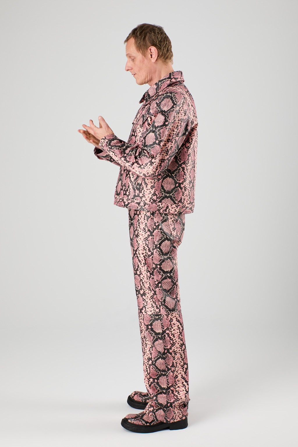 Pink Snake Leather Jacket - 4