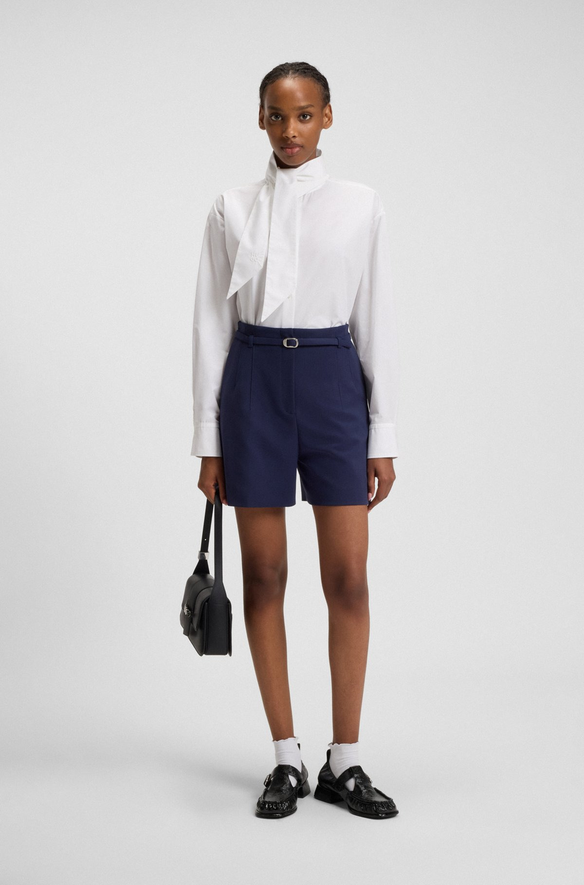 REGULAR-FIT BLOUSE WITH BOW-TIE COLLAR - 3