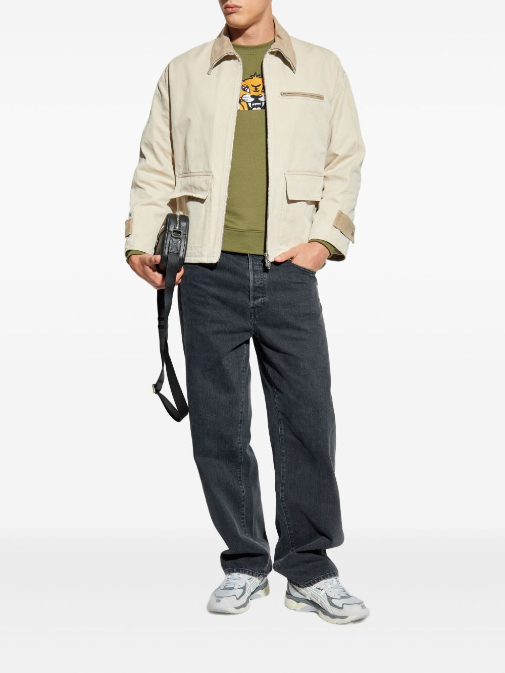 tiger-print crew neck sweatshirt - 2