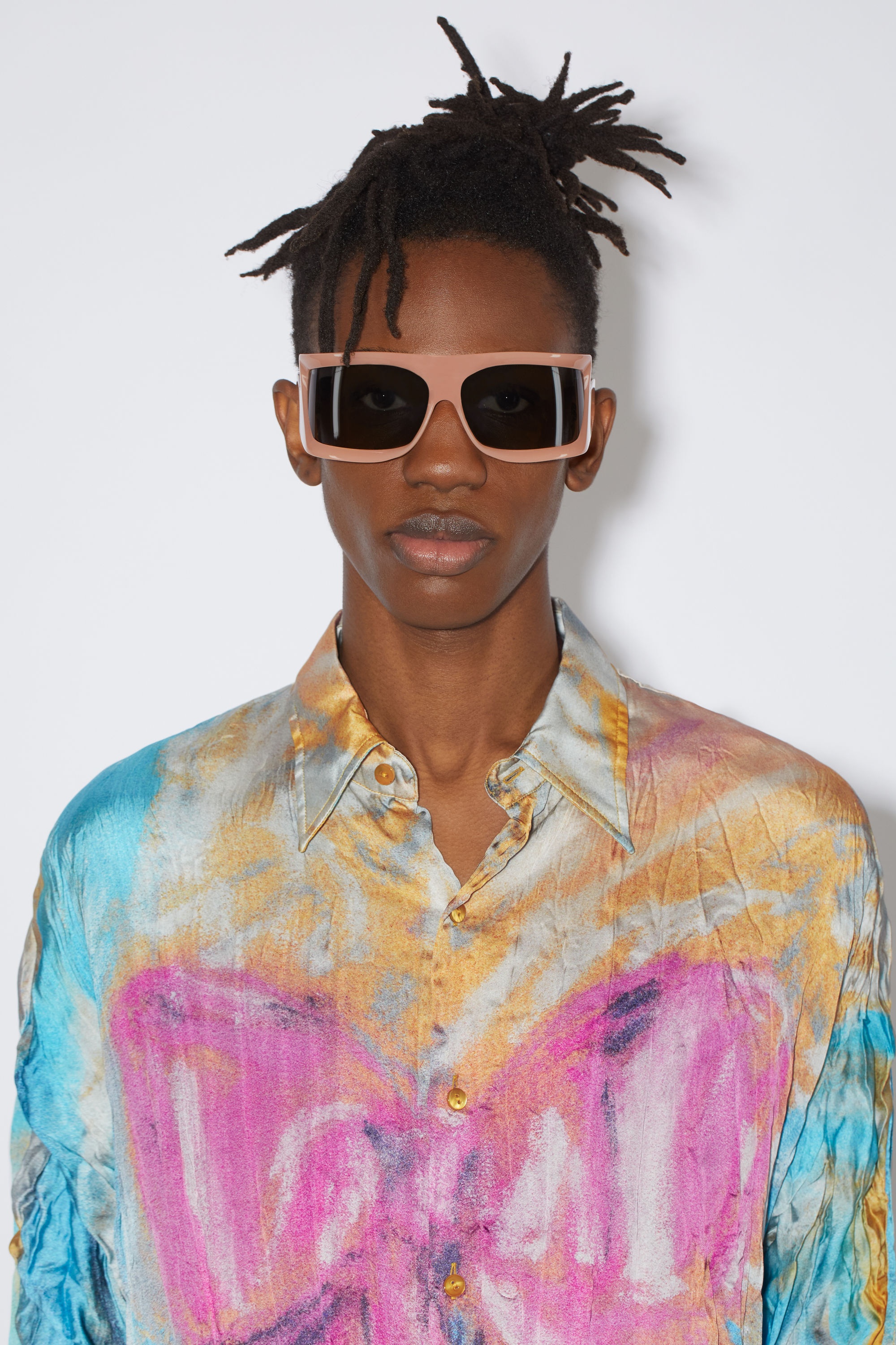 Printed button-up shirt - Straw yellow/pink - 5