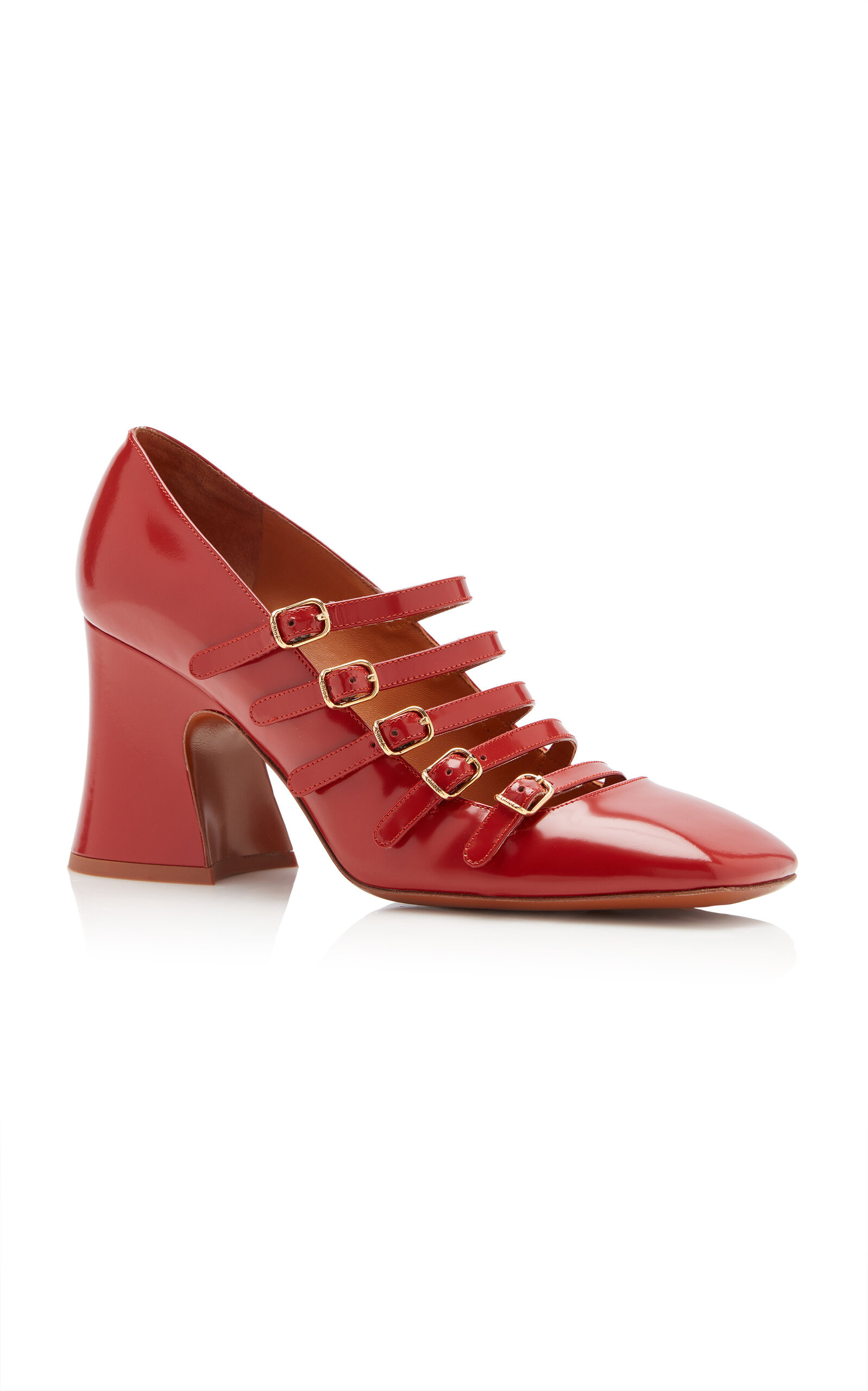 Janis Buckle-Strap Patent Leather Pumps red - 4