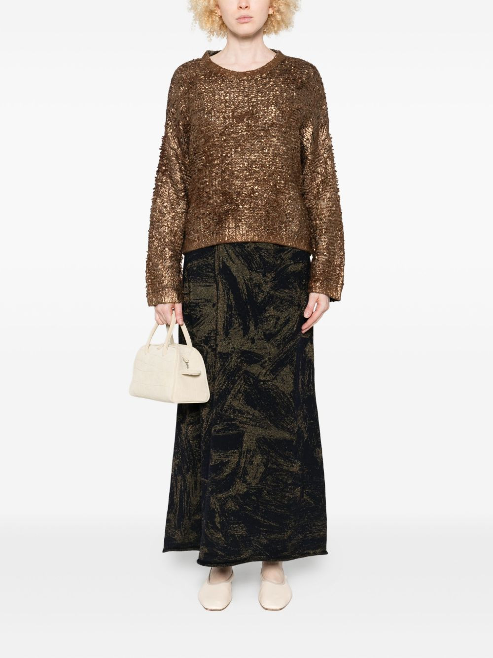 metallic-finish round-neck sweater - 2