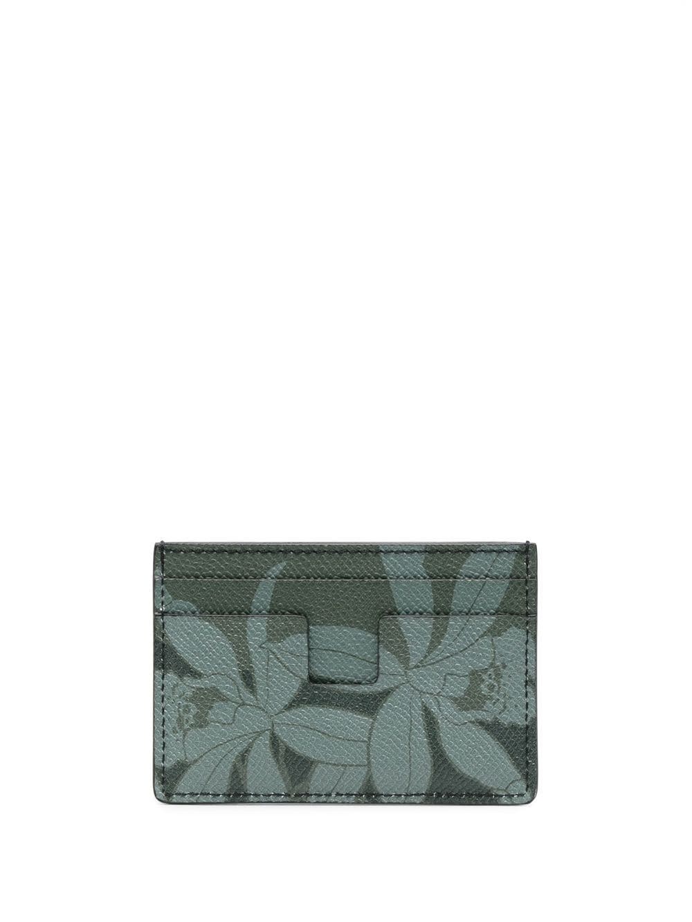 floral-print leather cardholder - 2