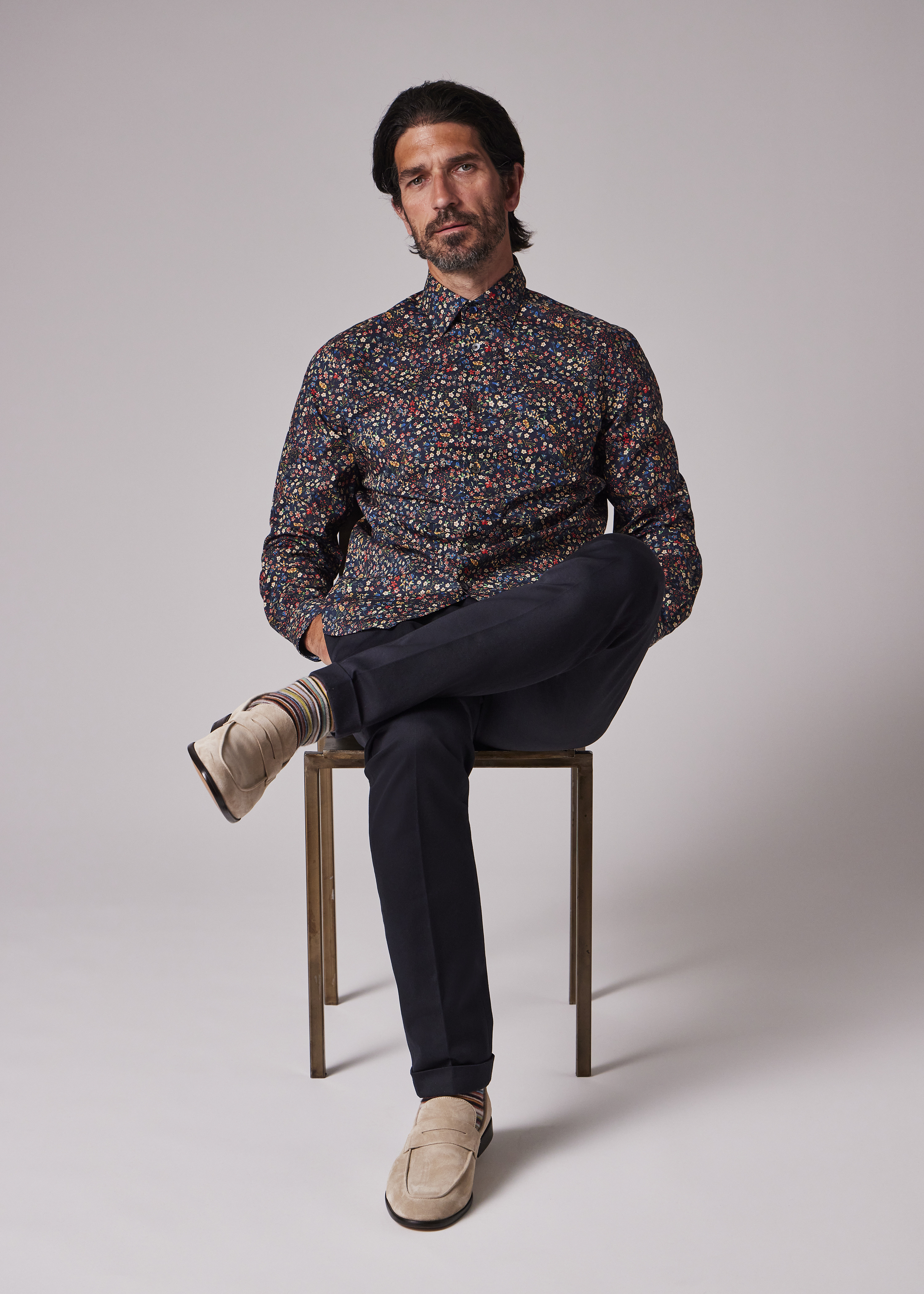 Tailored-Fit Navy 'Liberty Floral' Shirt - 3