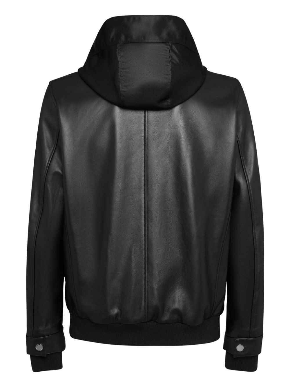 leather hooded bomber jacket - 2