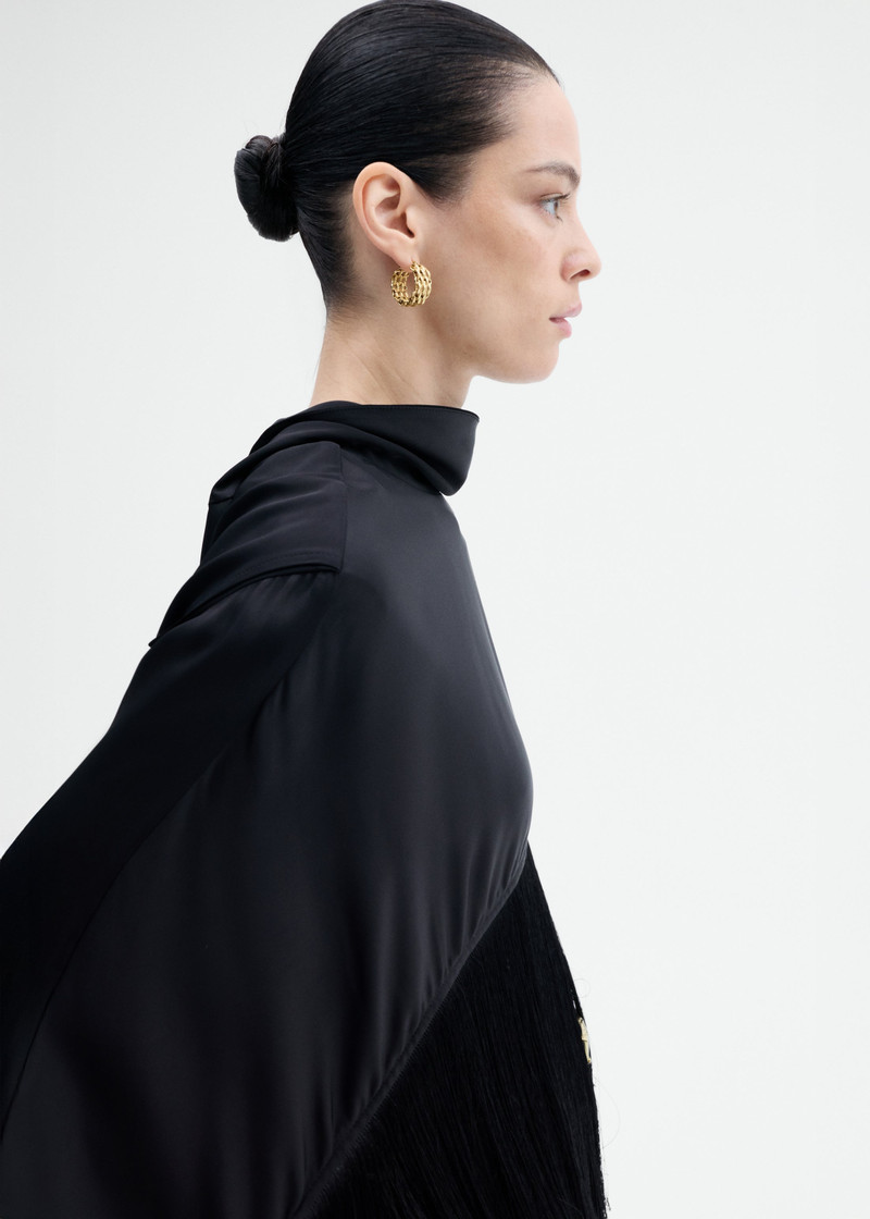 Fringe Satin Cape Top 3