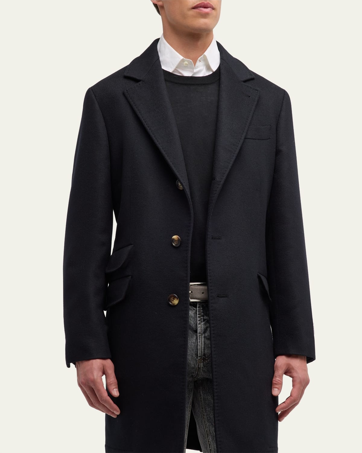 Men's Traditional Fit Wool Overcoat - 4