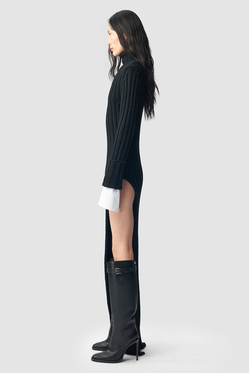 Ann Demeulemeester Cyntia Long Asymmetric High Neck Sweater outlook
