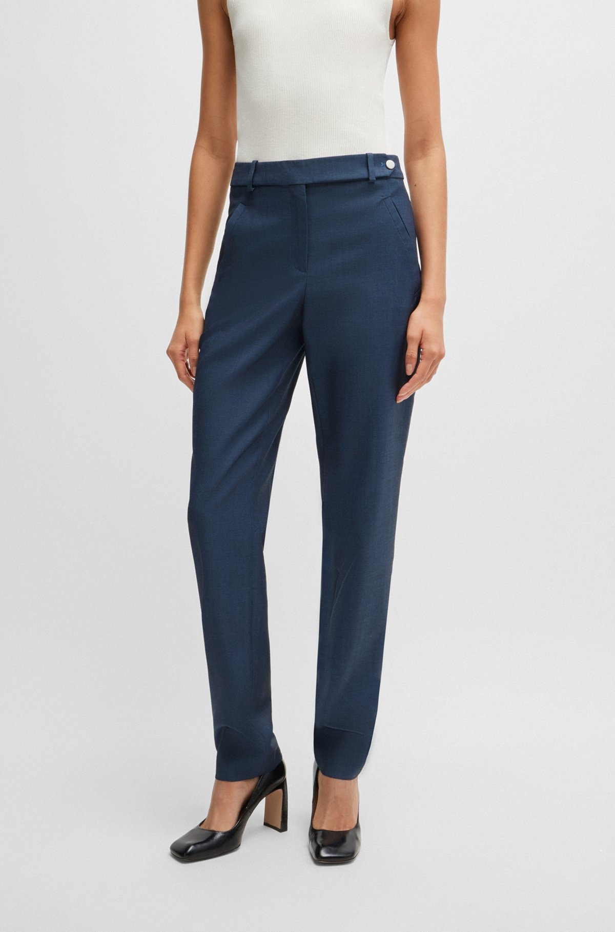 RELAXED-FIT TROUSERS IN DENIM-EFFECT WOOL TWILL - 2