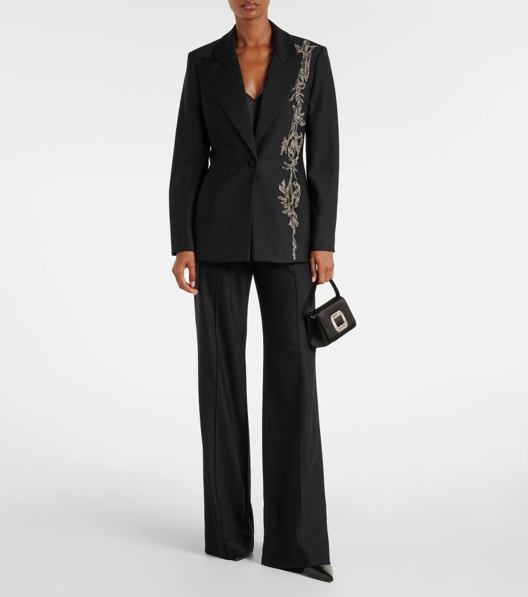 Pleated wool-blend wide-leg pants - 2