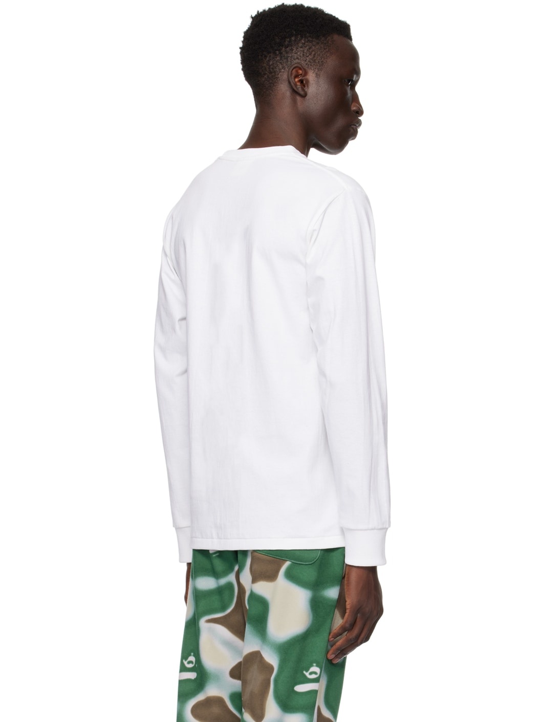 A BATHING APE® White Liquid Camo College Long Sleeve T-Shirt