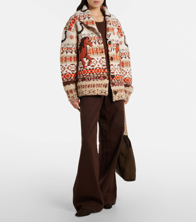 Stella McCartney Intarsia oversized virgin wool cardigan outlook