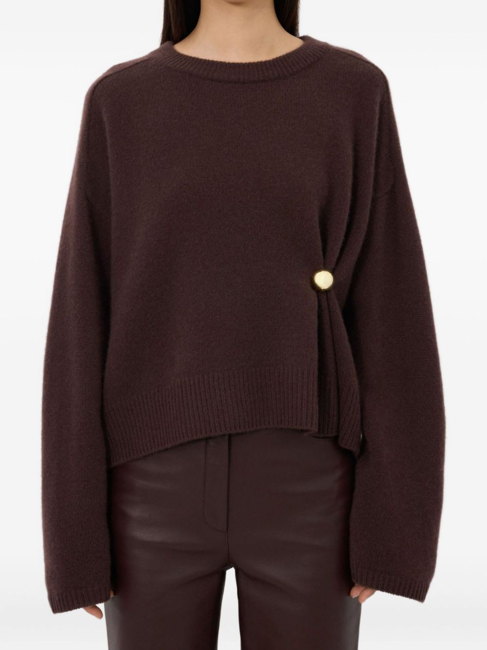 metallic-ornament crew-neck sweater - 5