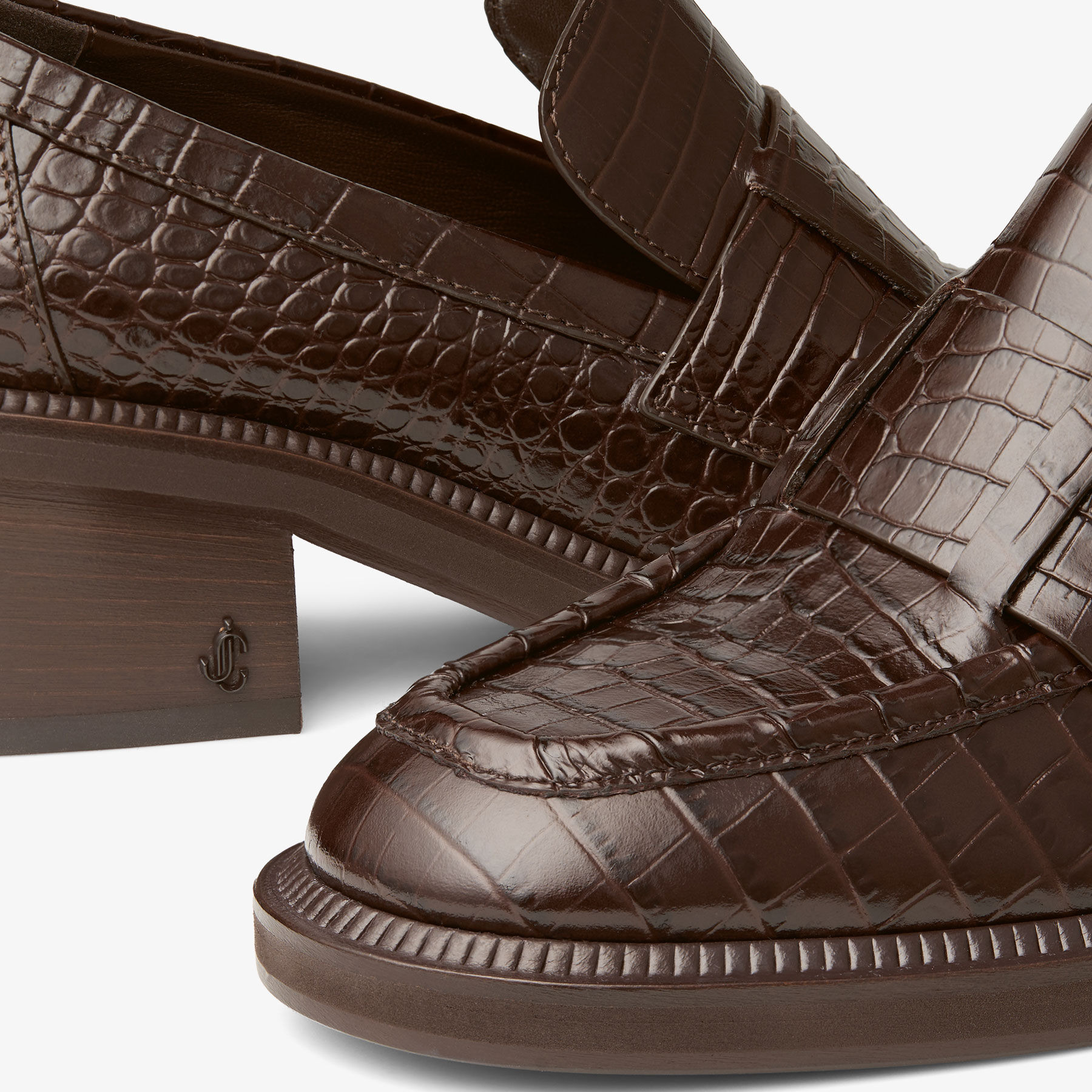 Tylor 60
Chocolate Croc Embossed Leather Loafers - 4