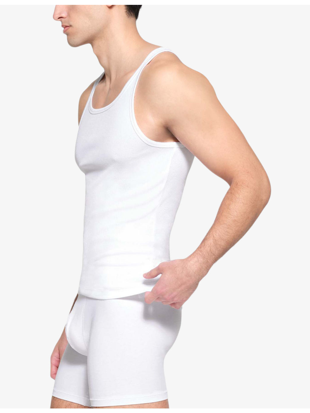 Ribbed slim-fit pack of three stretch-cotton tank tops - 3