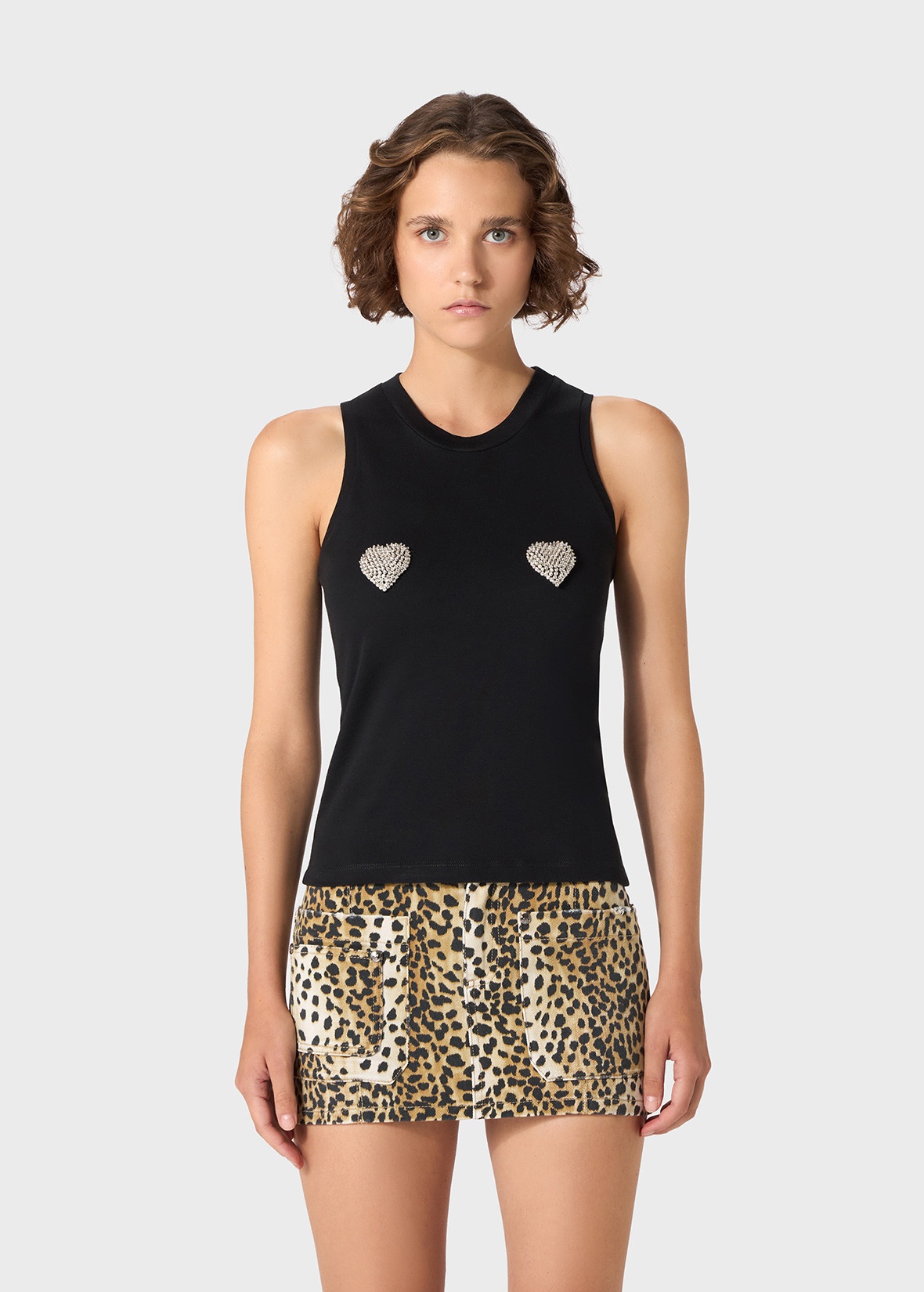 TANK TOP WITH RHINESTONE HEART EMBROIDERY - 3