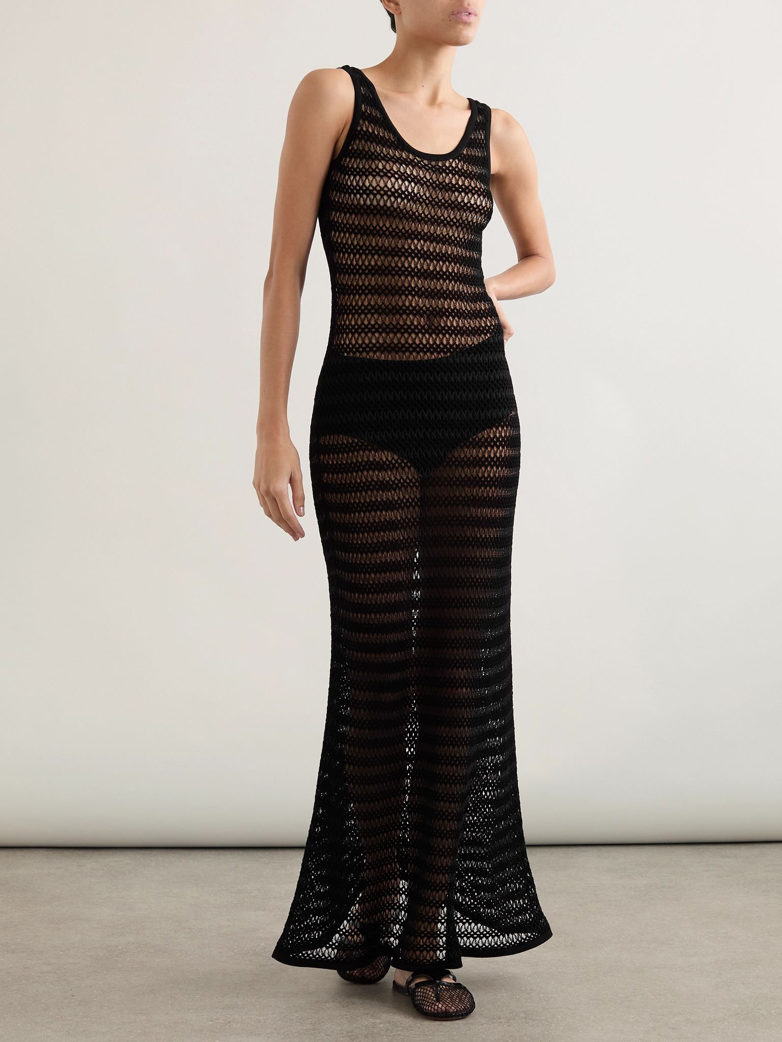 Open-knit maxi dress Black - 2