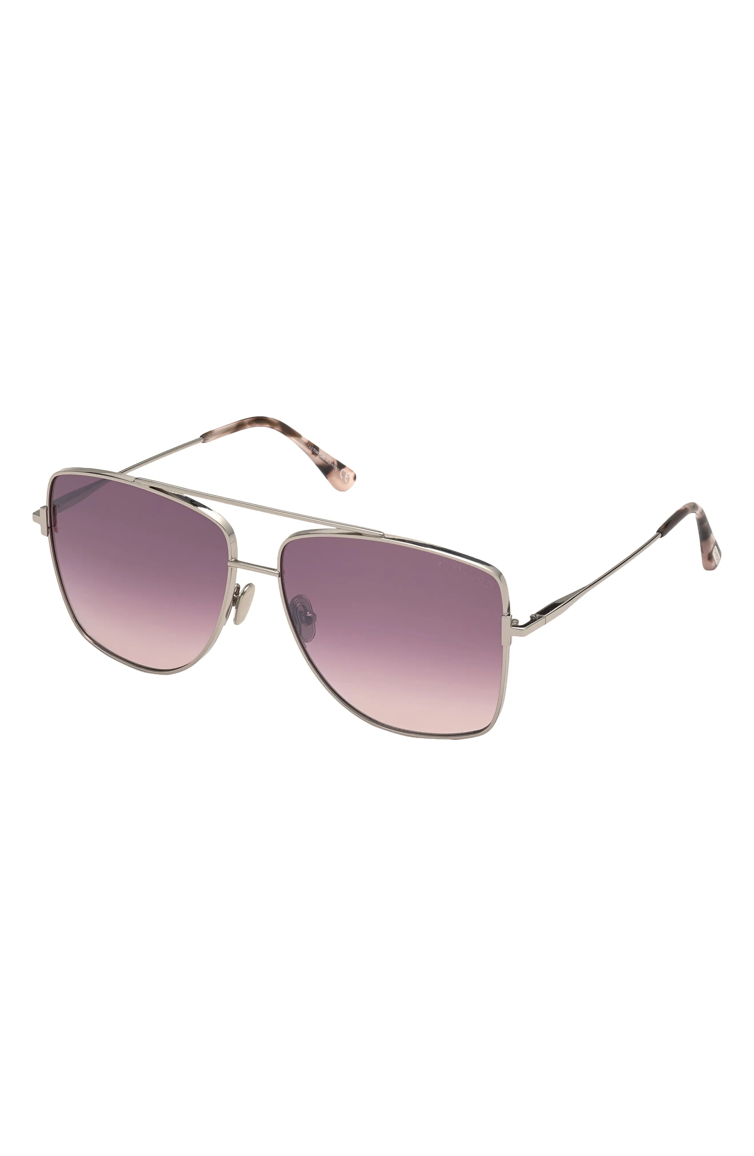 Reggie 61mm Gradient Aviator Sunglasses in Palladium/Bordeaux Mirror - 5