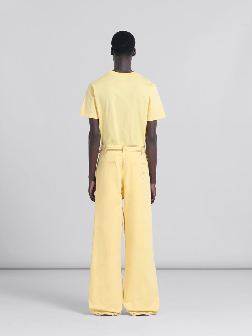 YELLOW ORGANIC DENIM TROUSERS WITH CONTRAST STITCHING - 3