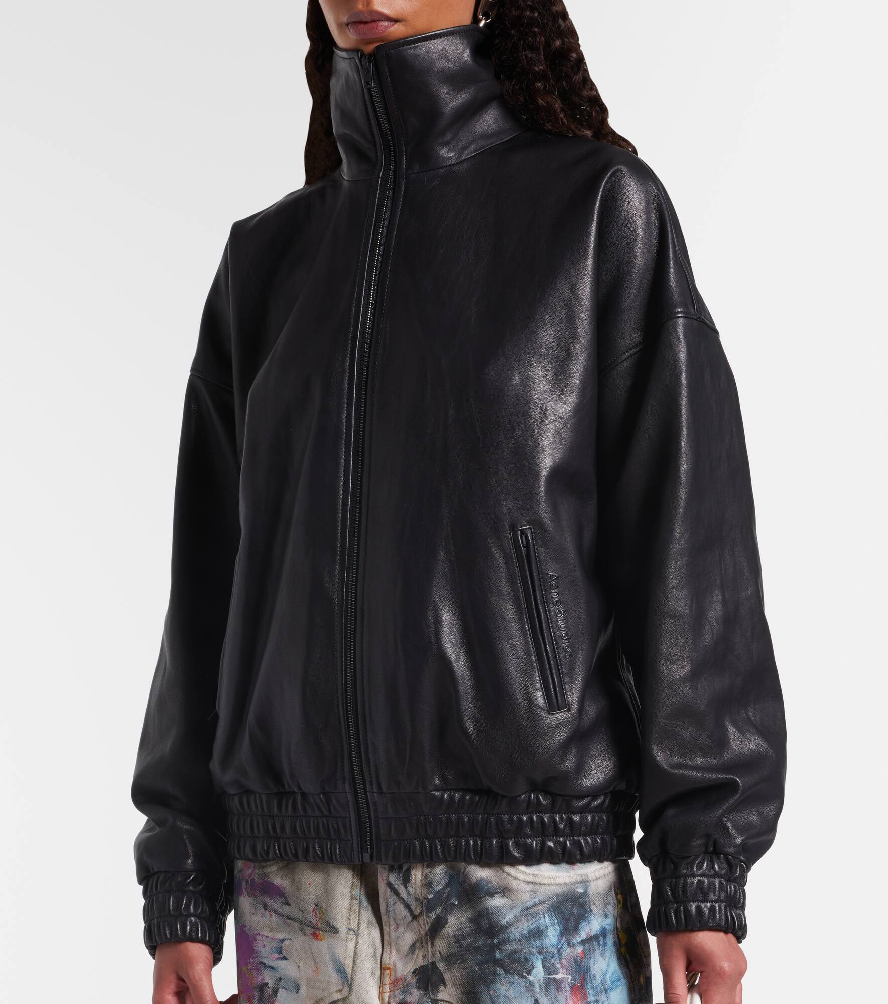 Logo leather jacket - 7