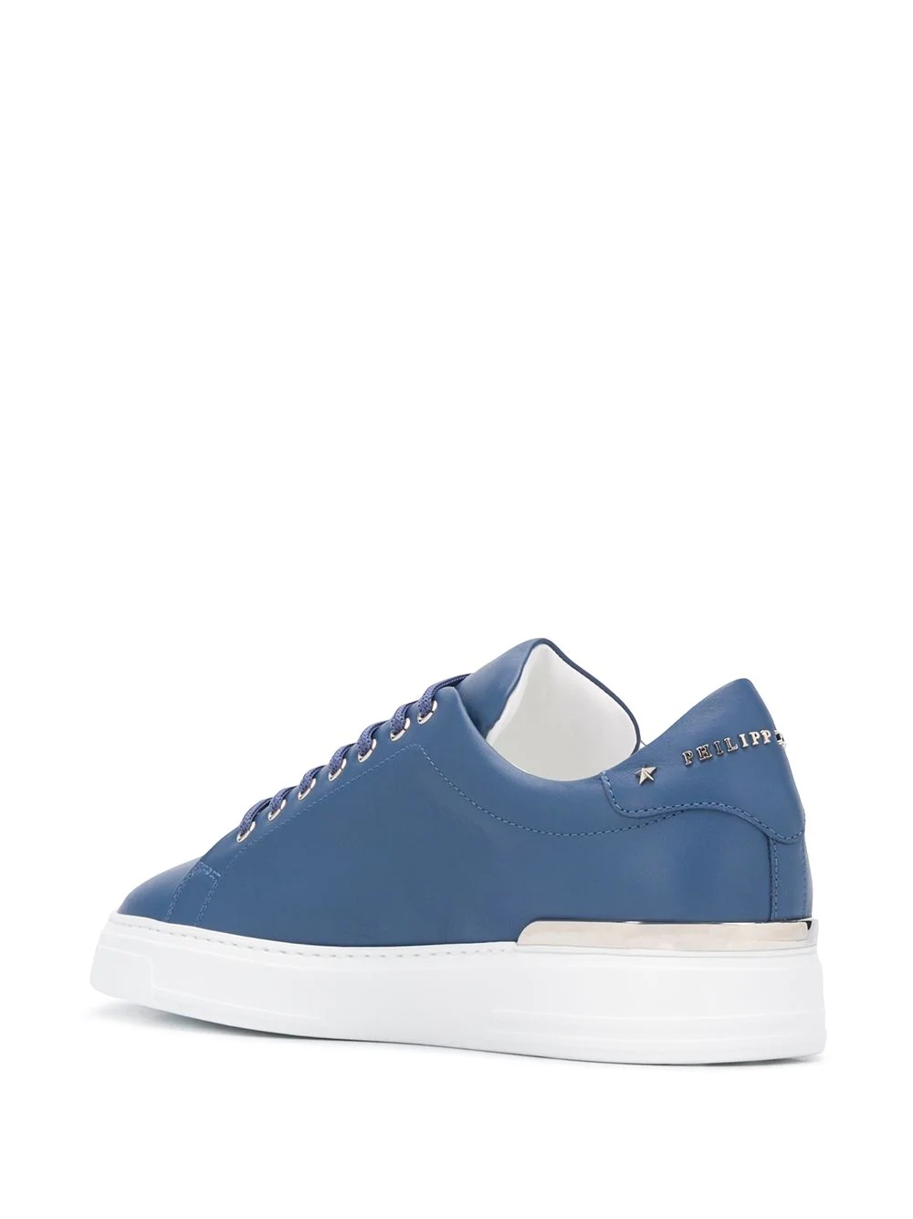 skull-appliqué leather low-top sneakers - 3