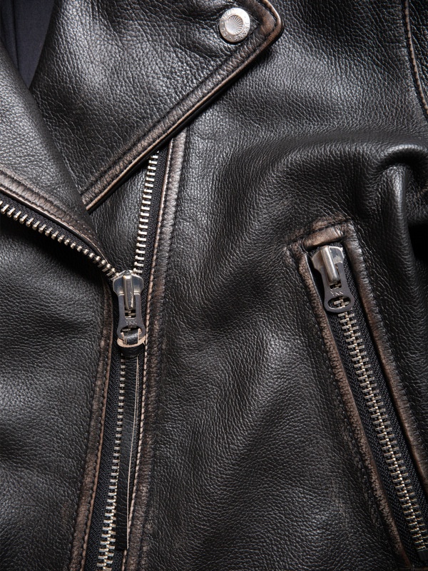 Greta Biker Leather Jacket Black - 6