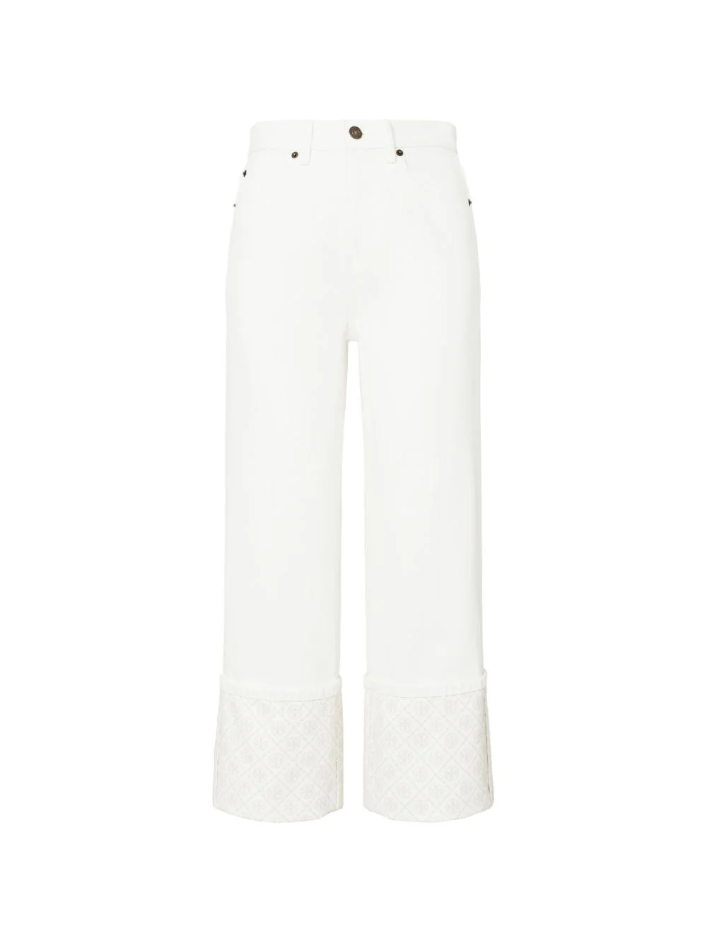 contrast-cuff straight-leg jeans - 1