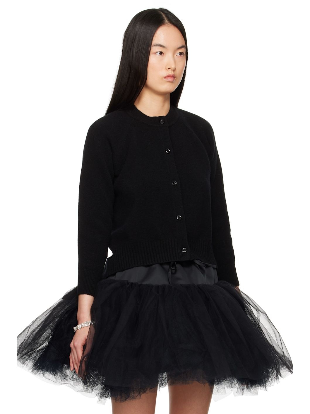 Black Open Back Cardigan - 2