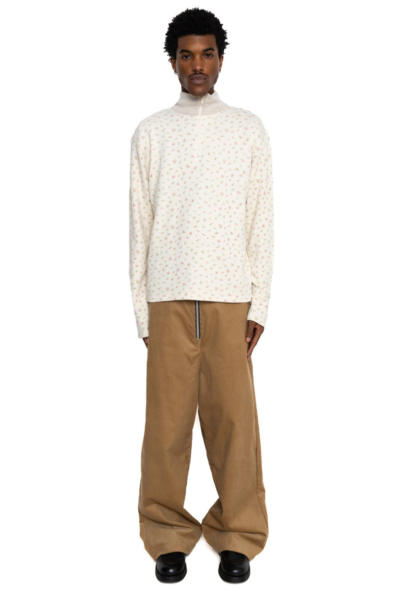 8oz Corduroy ZIPPER PORT Baggy Pants - Beige 2