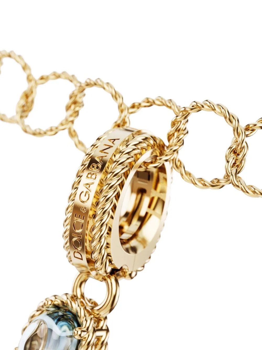 18kt yellow gold W letter gemstone pendant - 2