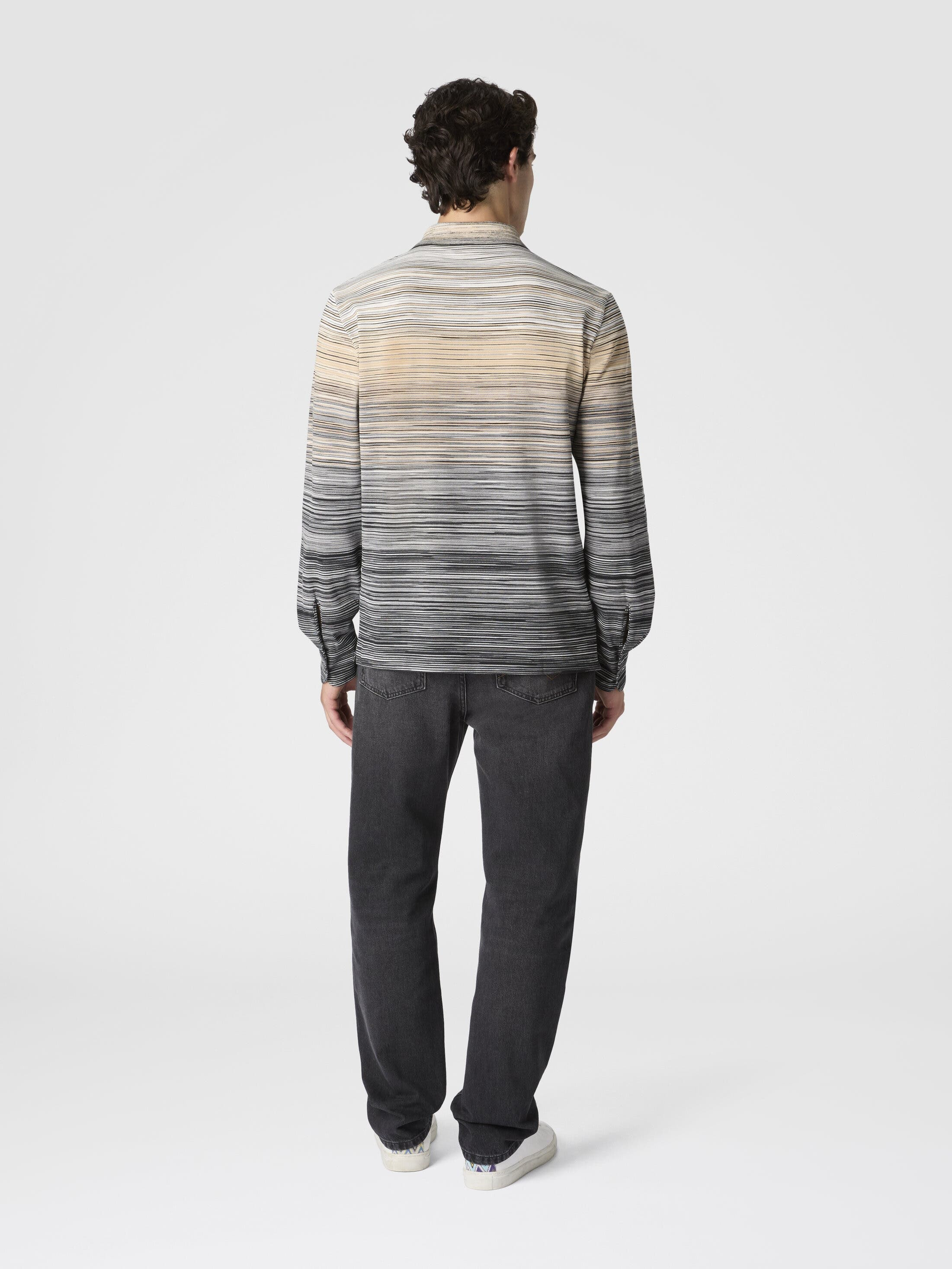 Missoni Long Sleeve Polo With Flame Knit in Grey at Nordstrom - 3