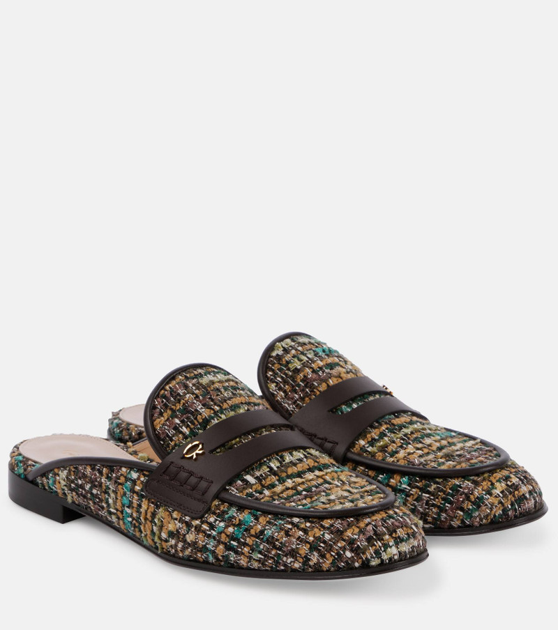 Leather-trimmed tweed mules - 1
