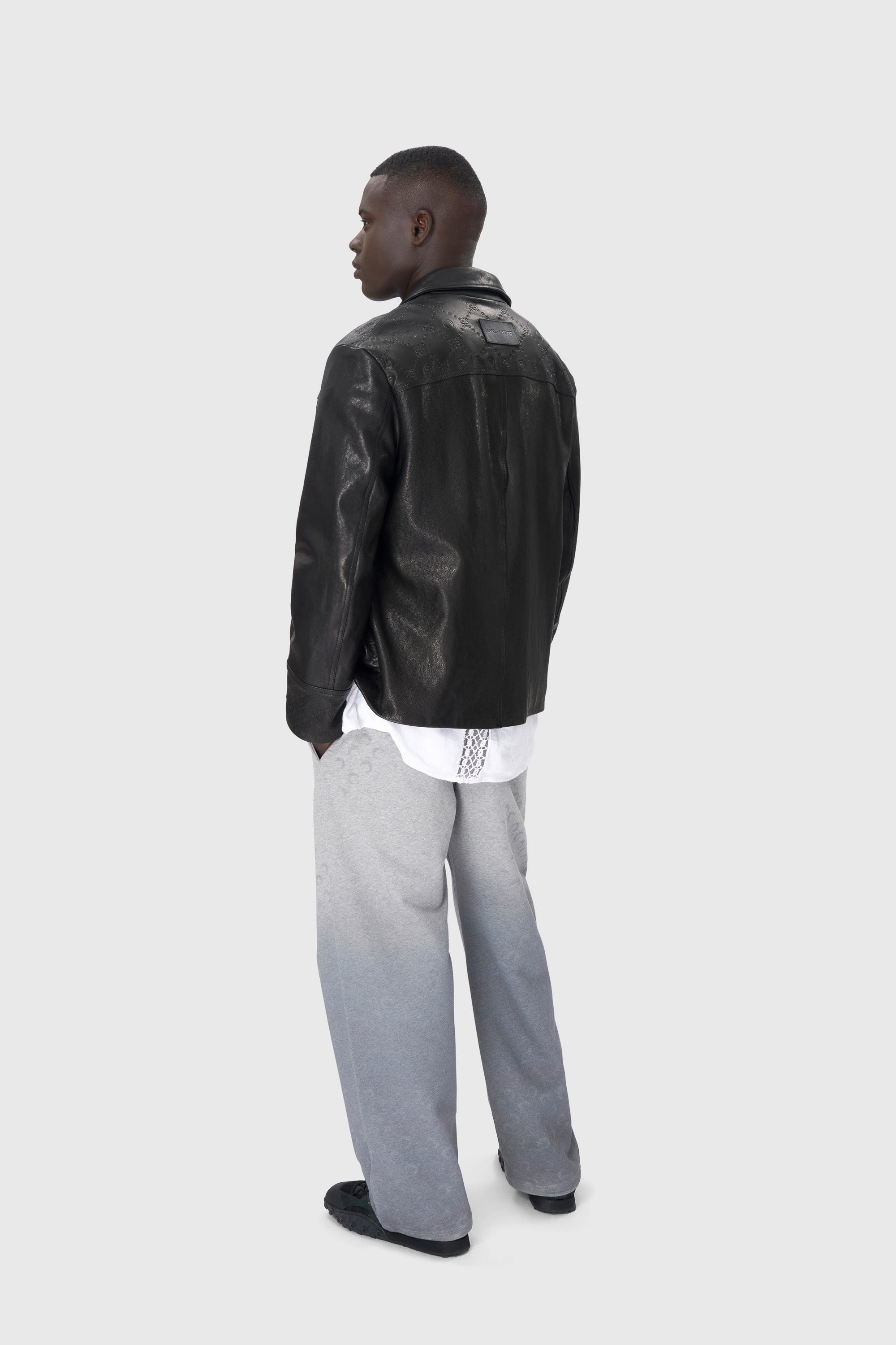 Moonogram Embossed Leather Boxy Jacket - 4