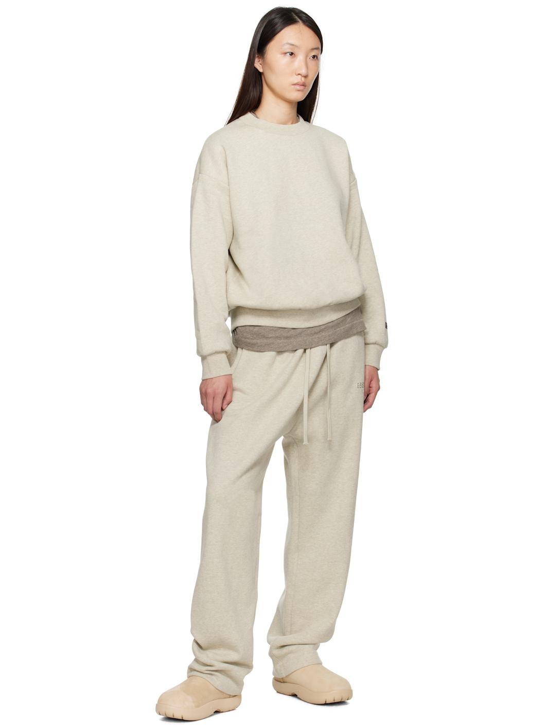 Beige Classic Fit Crewneck Sweatshirt - 4