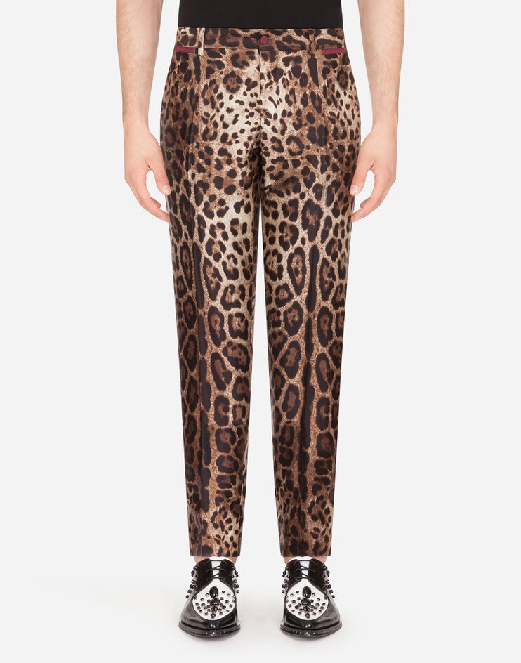 Silk mikado pants with leopard print - 1