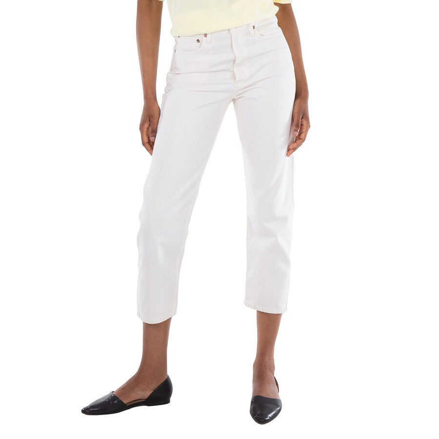 Agolde Ladies White 90S Crop Mid Rise Straight Jeans - 3