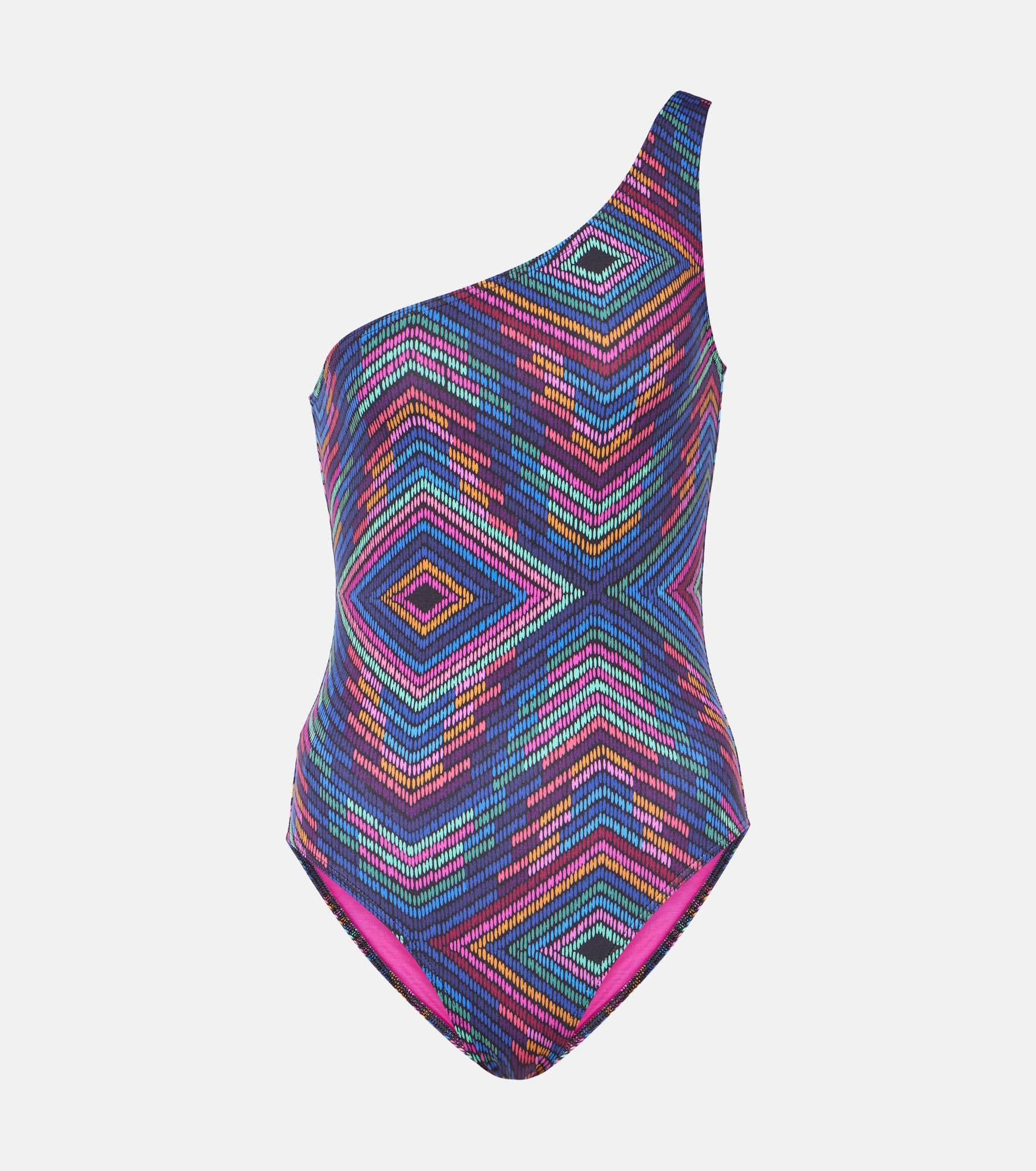 Multicolor one-shoulder swimsuit - 1