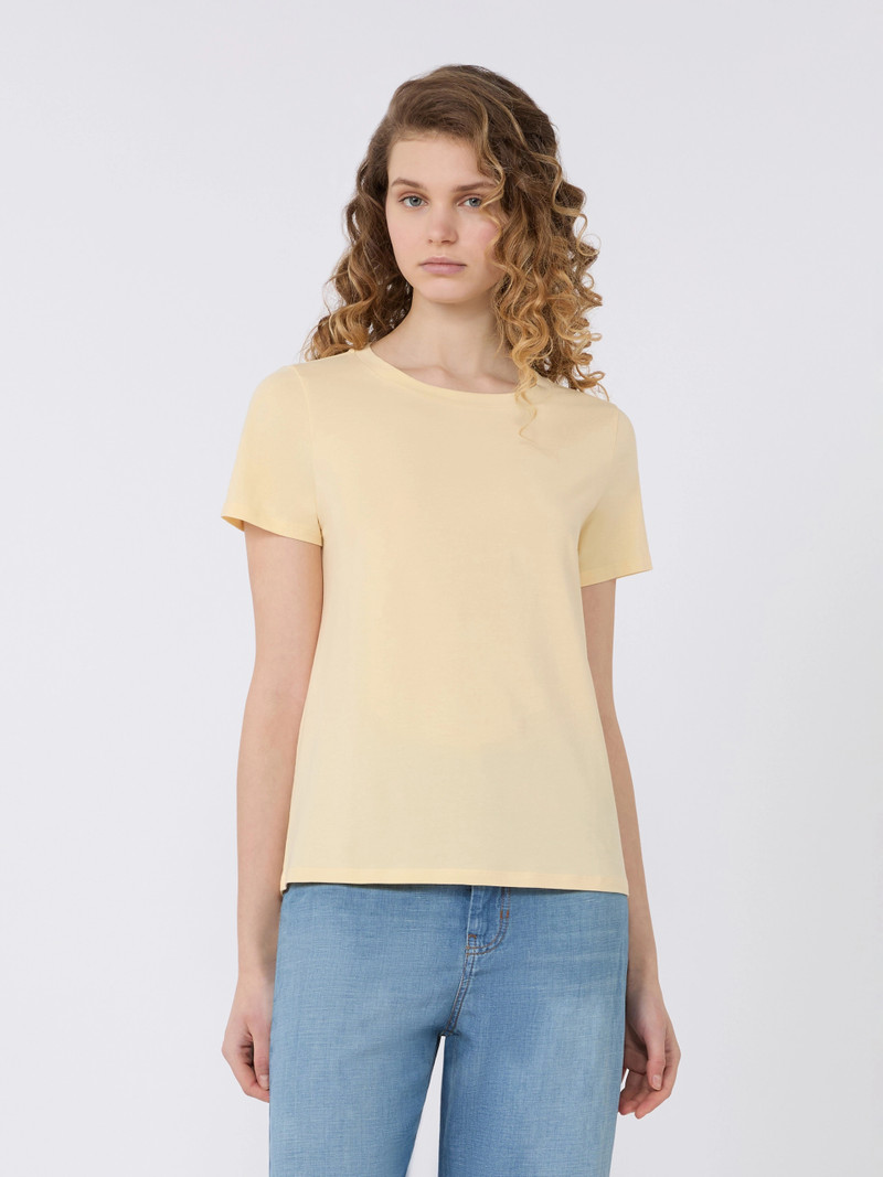 MULTIF Stretch jersey basic T-shirt - LIGHT YELLOW 3