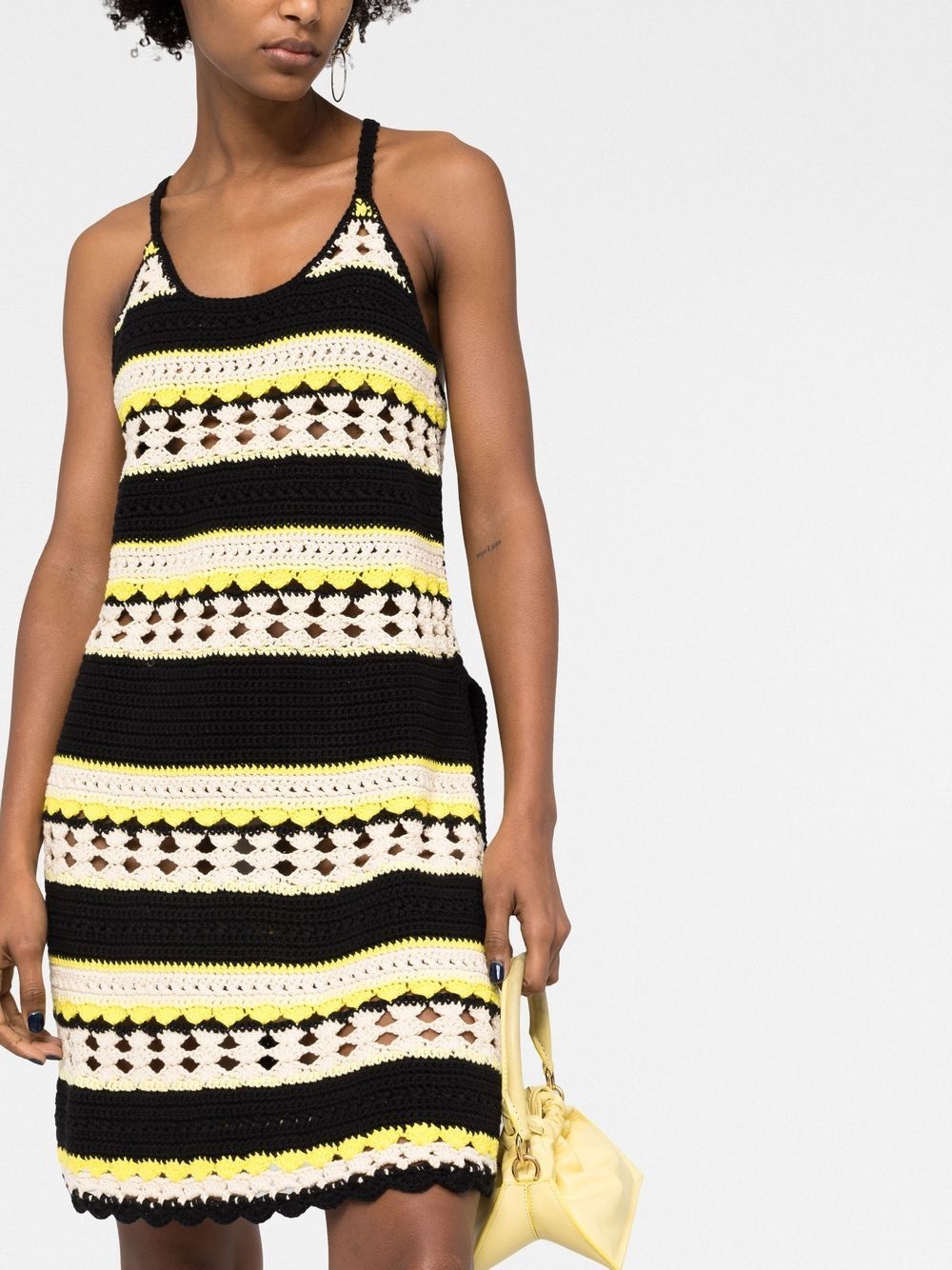 striped open-knit minidress - 3