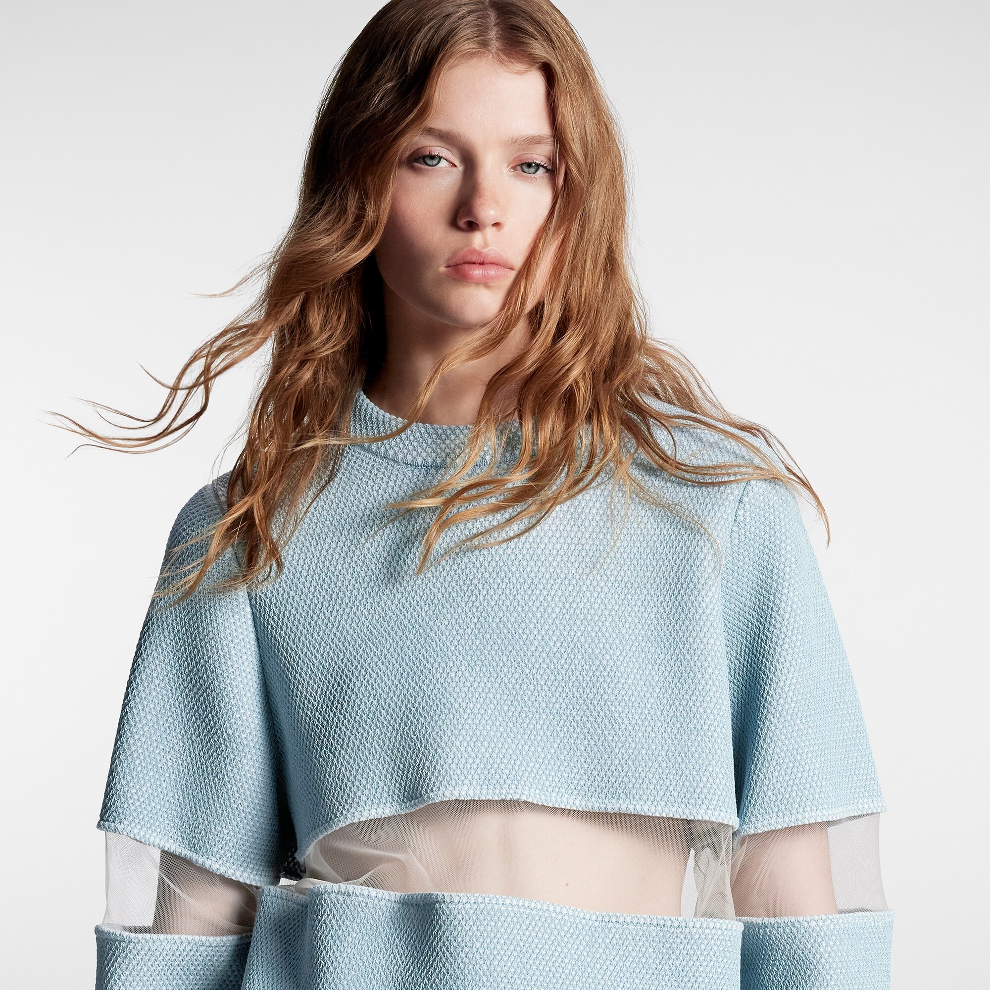 Tulle Insert Knit Pullover - 2