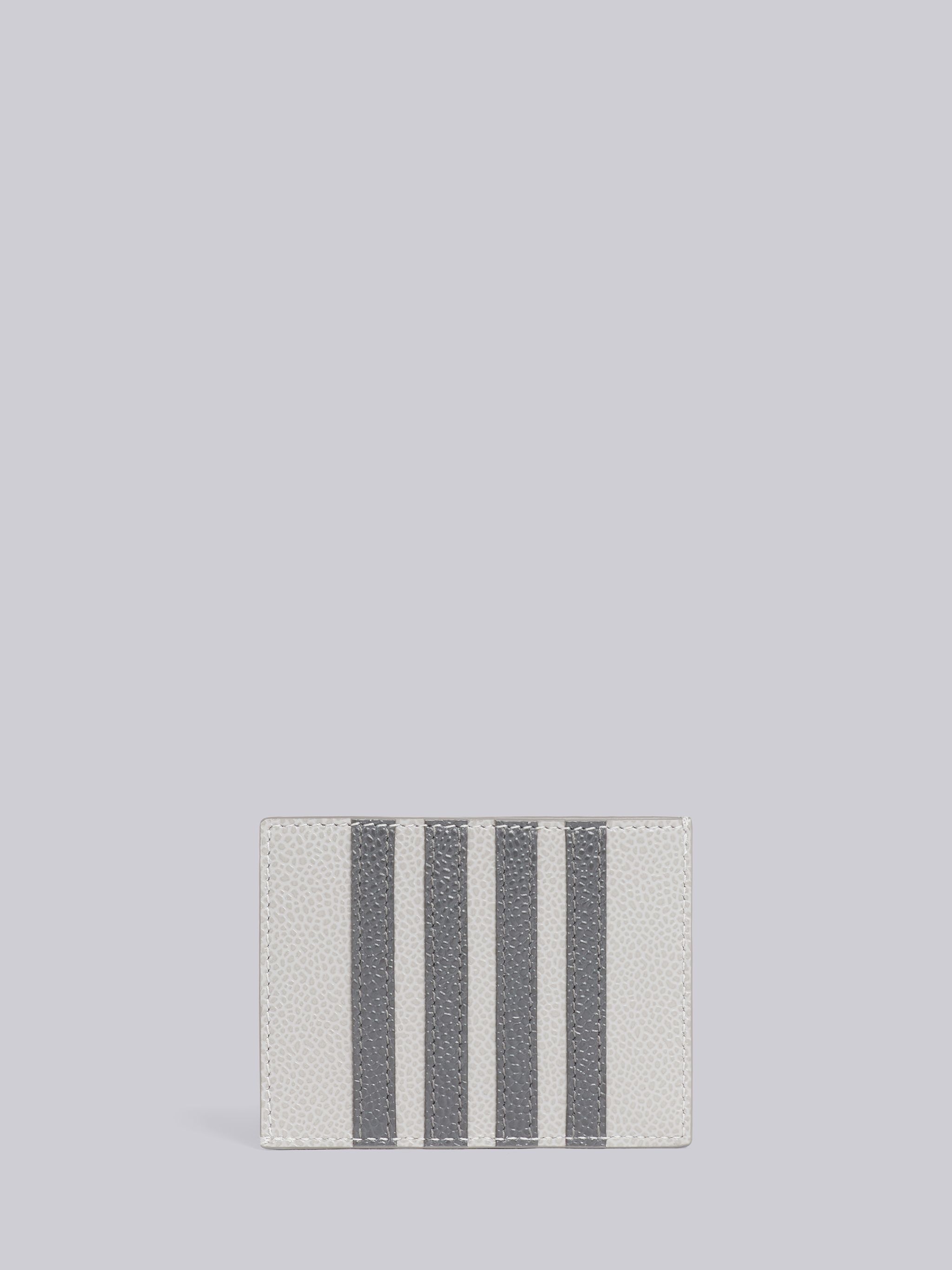 Light Grey Pebble Grain 4-Bar Applique Single Card Holder With Note Compartment - 4