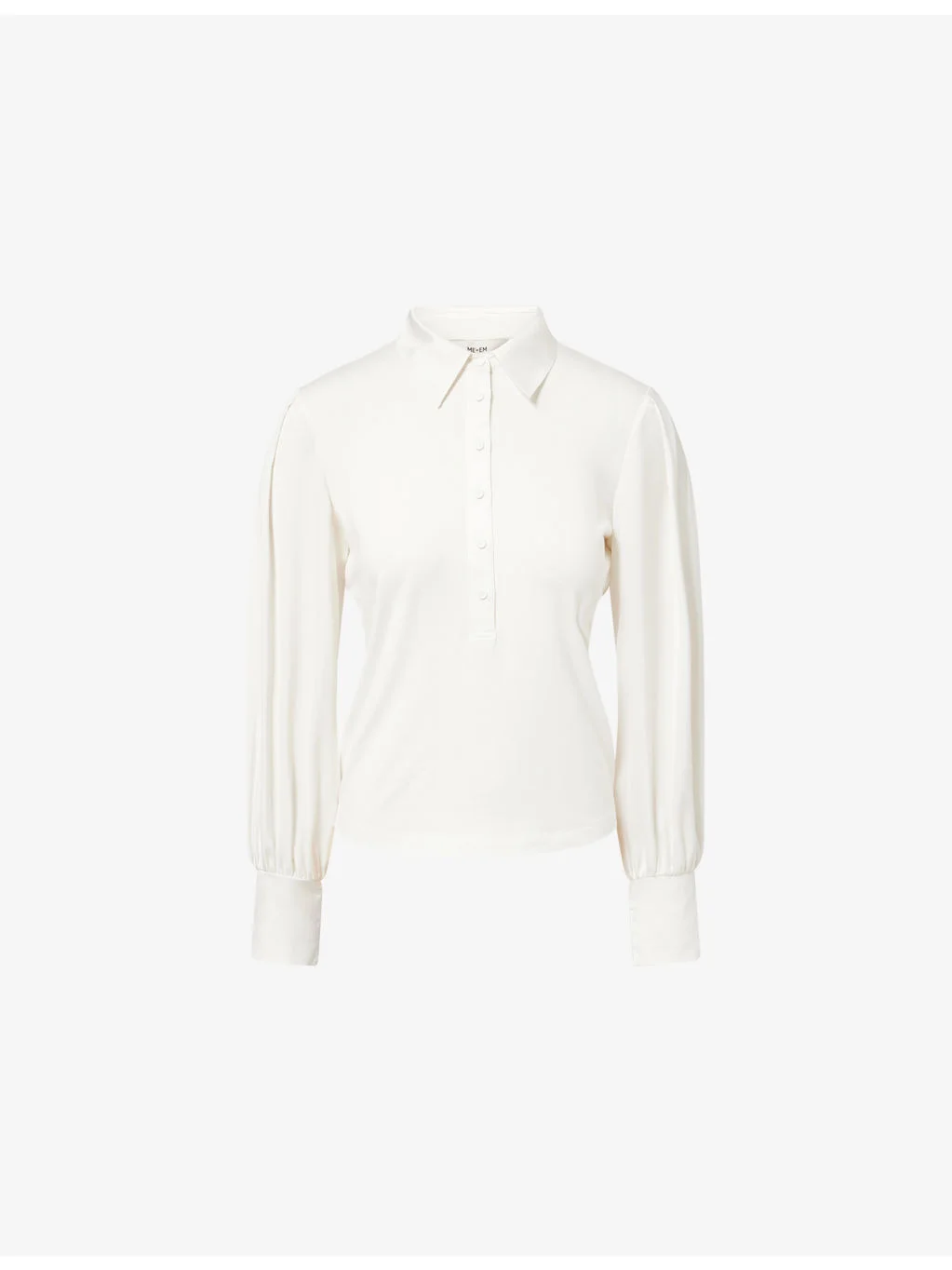 Fluid Long-Sleeves Stretch-Woven Blouse - 1